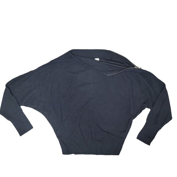 We the free free people Asymmetrical Black Long Sleeve Top with zipper accent xs - Picture 7 of 7